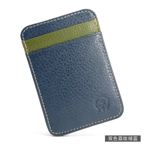 Porte-cartes en cuir véritable vintage compact avec multi-emplacements pour cartes — photo 9