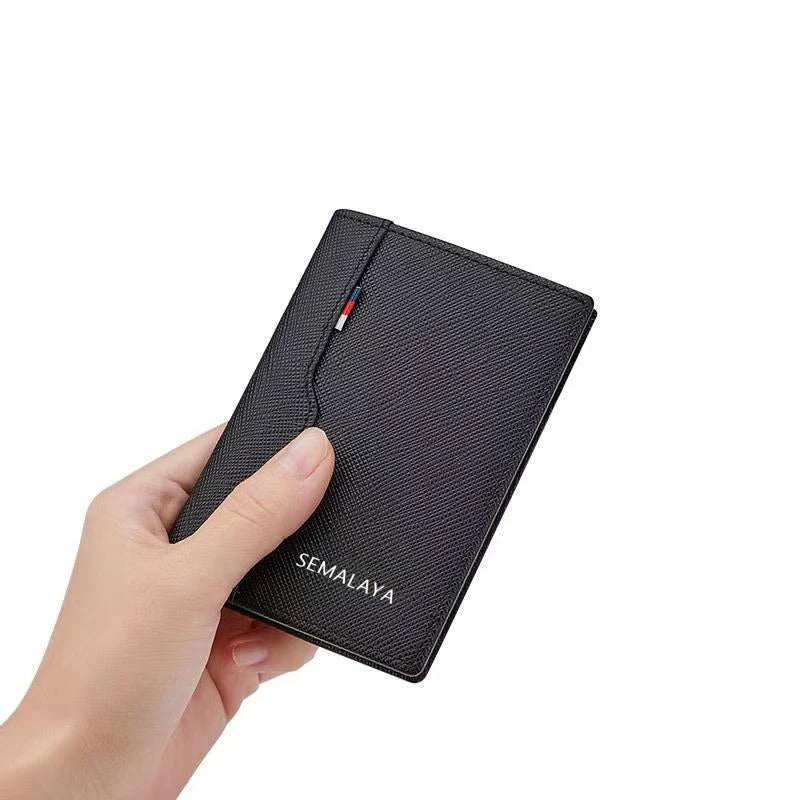 Porte-cartes vertical en cuir véritable ultra fin avec rangements pour cartes et identité — photo 7
