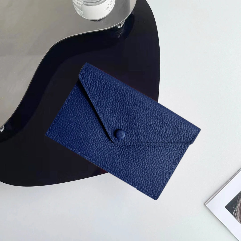Porte-cartes enveloppe en cuir de vachette véritable style coréen pour femme — photo 11