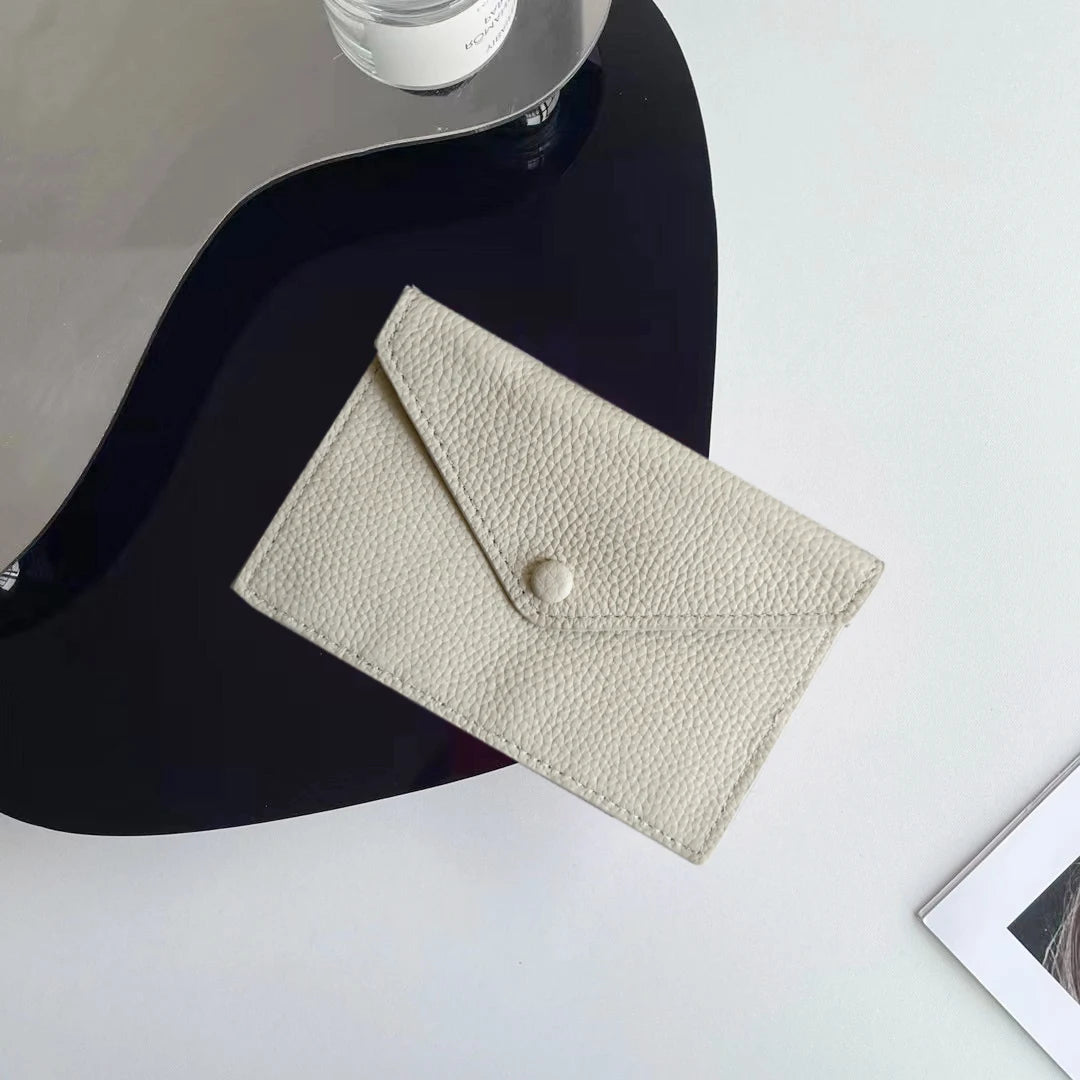 Porte-cartes enveloppe en cuir de vachette véritable style coréen pour femme — photo 12