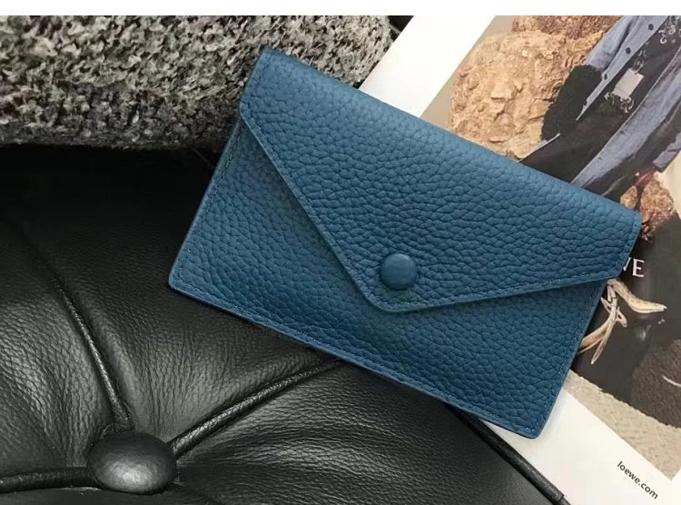 Porte-cartes enveloppe en cuir de vachette véritable style coréen pour femme — photo 16