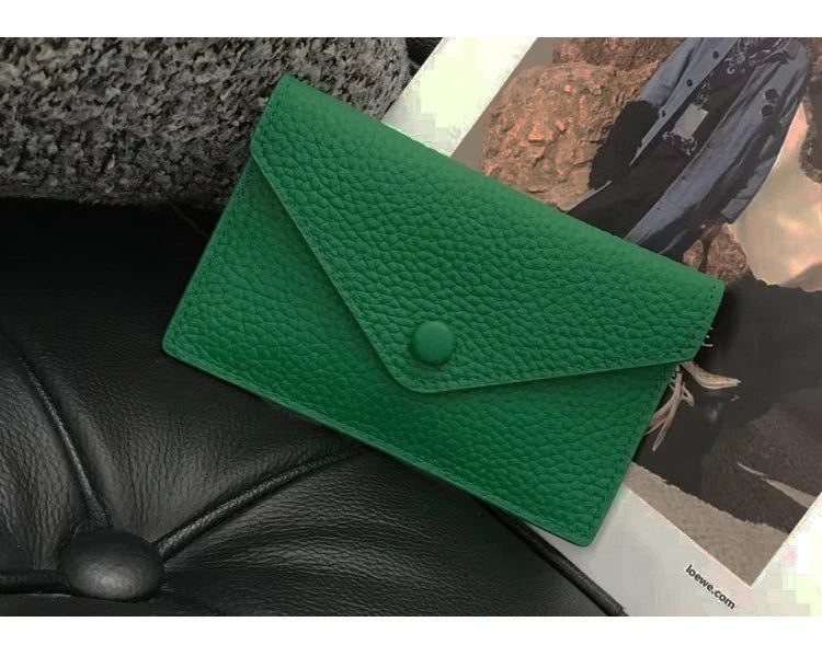 Porte-cartes enveloppe en cuir de vachette véritable style coréen pour femme — photo 22