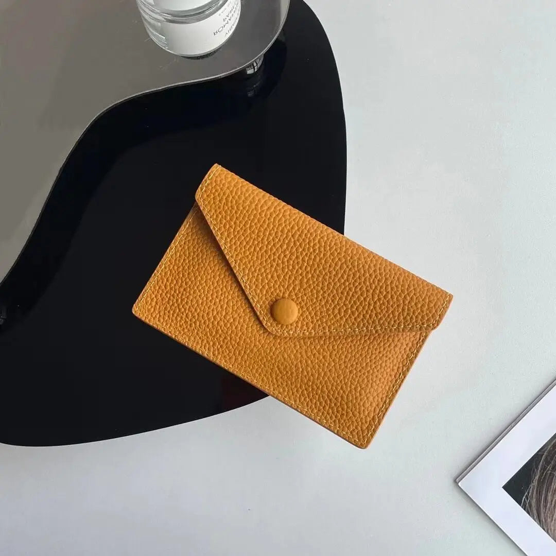 Porte-cartes enveloppe en cuir de vachette véritable style coréen pour femme — photo 23