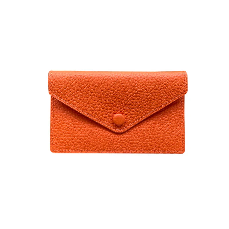 Porte-cartes enveloppe en cuir de vachette véritable style coréen pour femme — photo 4