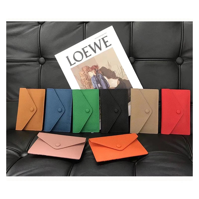 Porte-cartes enveloppe en cuir de vachette véritable style coréen pour femme — photo 5