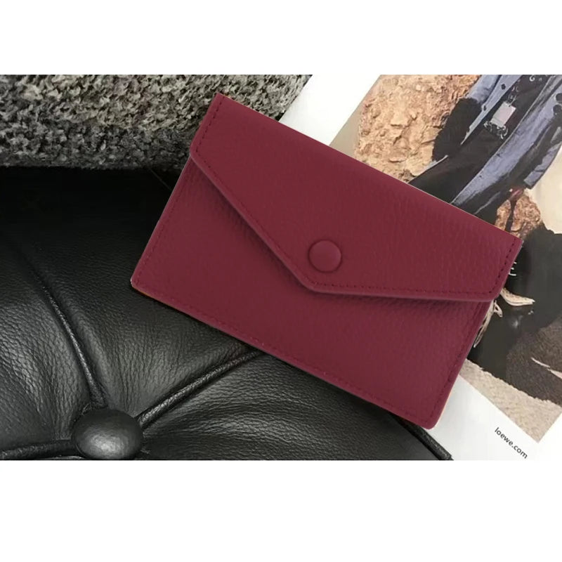 Porte-cartes enveloppe en cuir de vachette véritable style coréen pour femme — photo 7