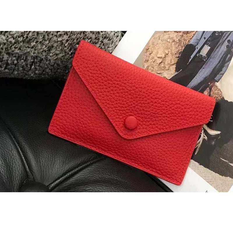 Porte-cartes enveloppe en cuir de vachette véritable style coréen pour femme — photo 8