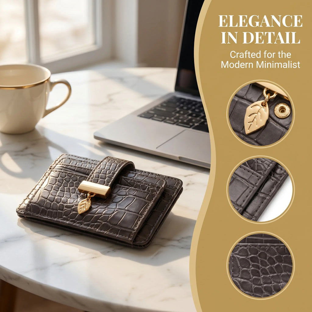 Porte-cartes femme gaufré croco, 5 fentes et zip monnaie