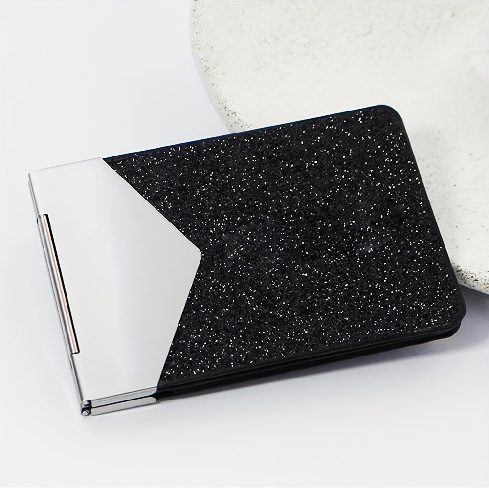 Porte-cartes femme pailleté 7 mm, charnière métal, 4 teintes