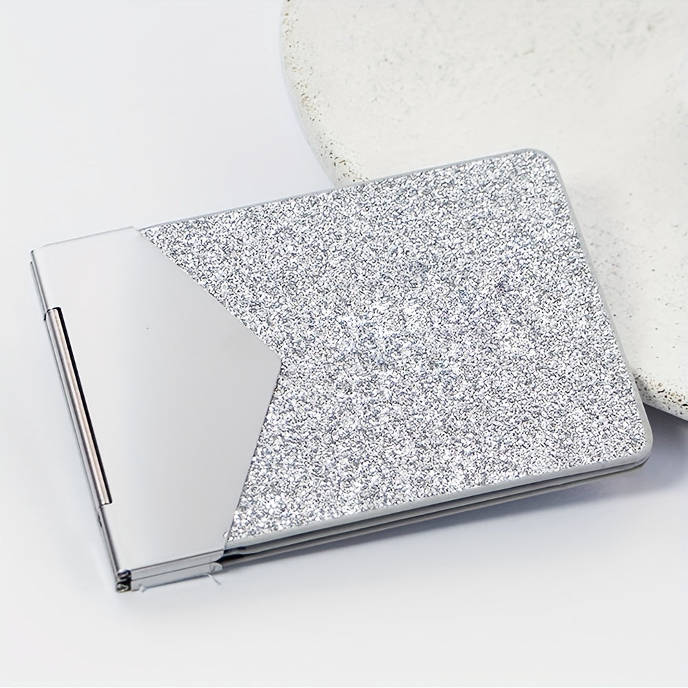 Porte-cartes femme pailleté 7 mm, charnière métal, 4 teintes