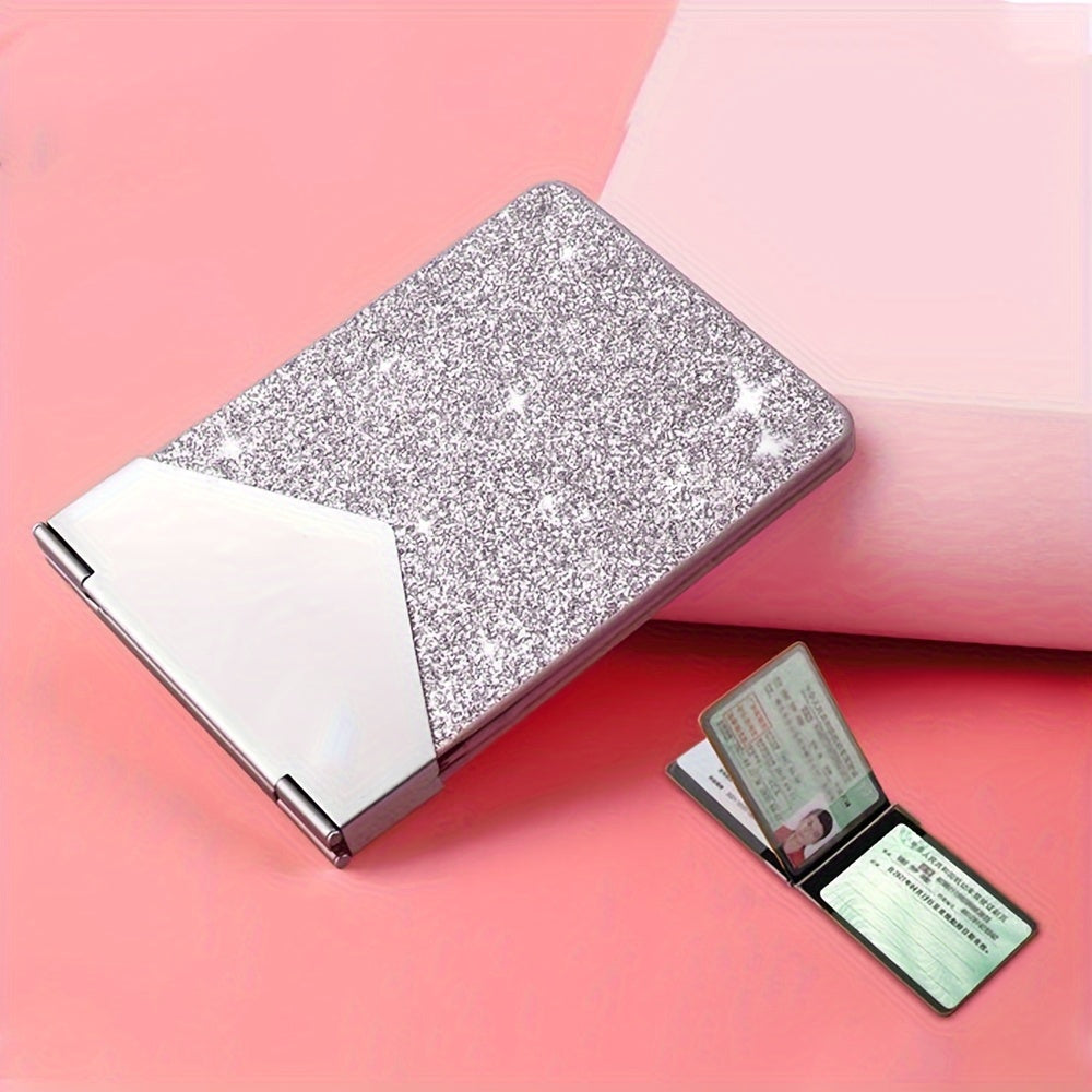 Porte-cartes femme pailleté 7 mm, charnière métal, 4 teintes