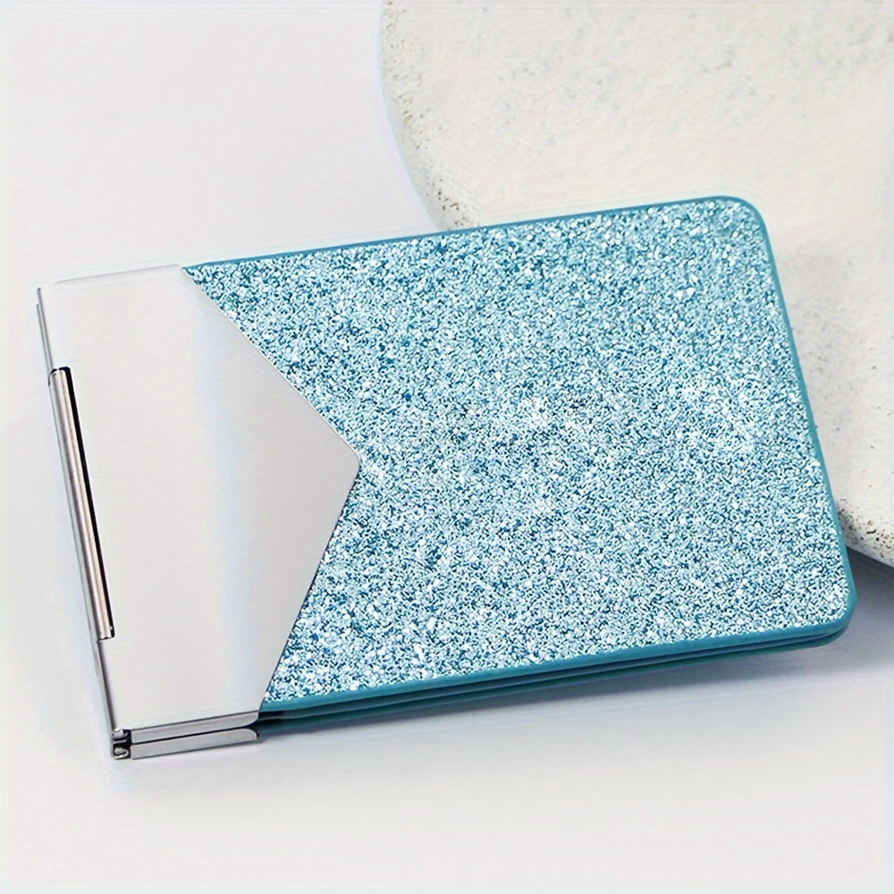 Porte-cartes femme pailleté 7 mm, charnière métal, 4 teintes