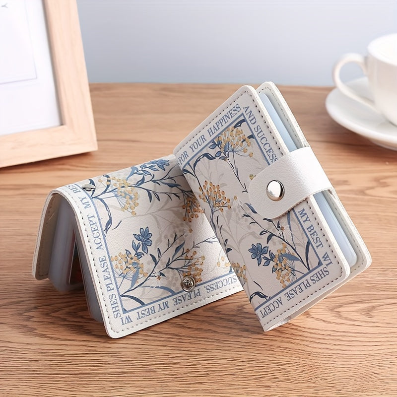 Porte-cartes femme accordéon, quatre imprimés fleuris vintage