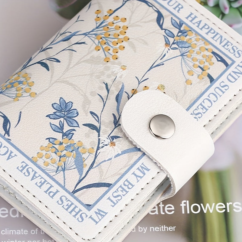 Porte-cartes femme accordéon, quatre imprimés fleuris vintage