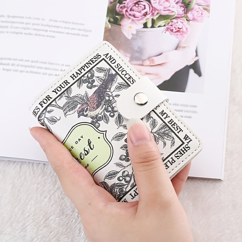 Porte-cartes femme accordéon, quatre imprimés fleuris vintage