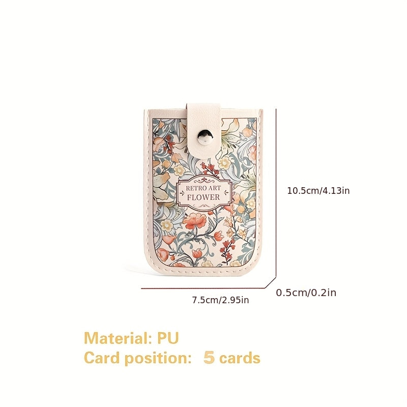 Porte-cartes femme à tirette, cinq cartes, 10,5 x 7,5 cm