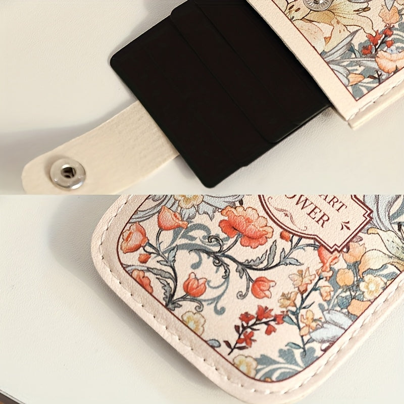 Porte-cartes femme à tirette, cinq cartes, 10,5 x 7,5 cm