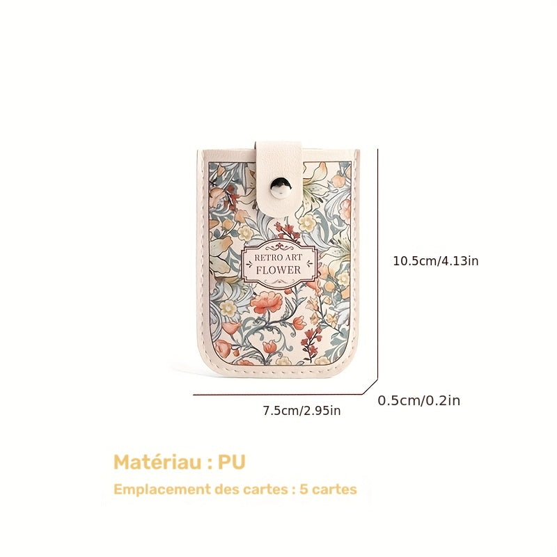 Porte-cartes femme à tirette, cinq cartes, 10,5 x 7,5 cm