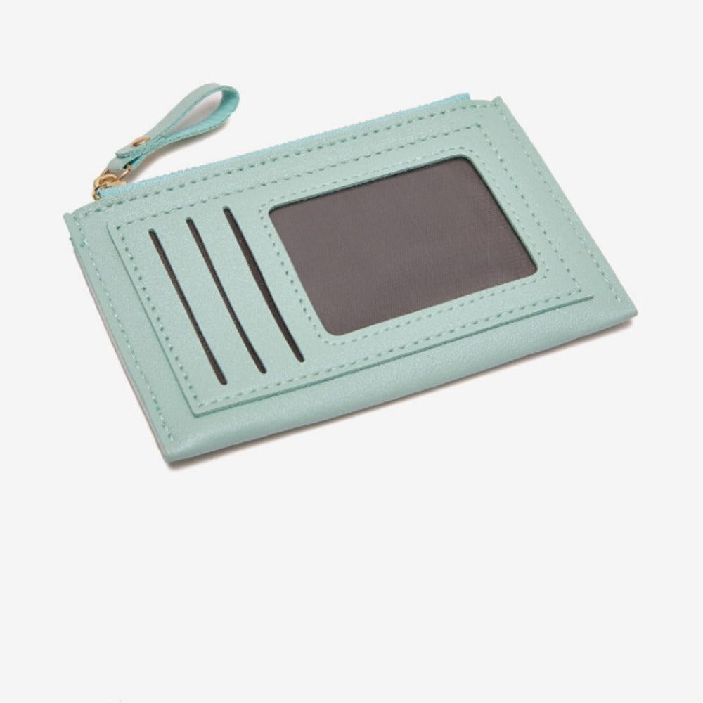Porte-cartes femme ultra-plat, fenêtre ID et poche zippée