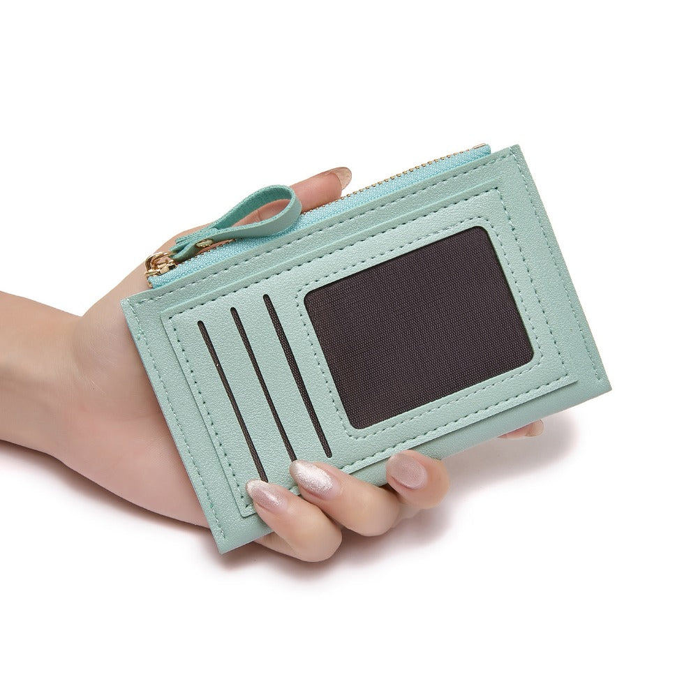 Porte-cartes femme ultra-plat, fenêtre ID et poche zippée