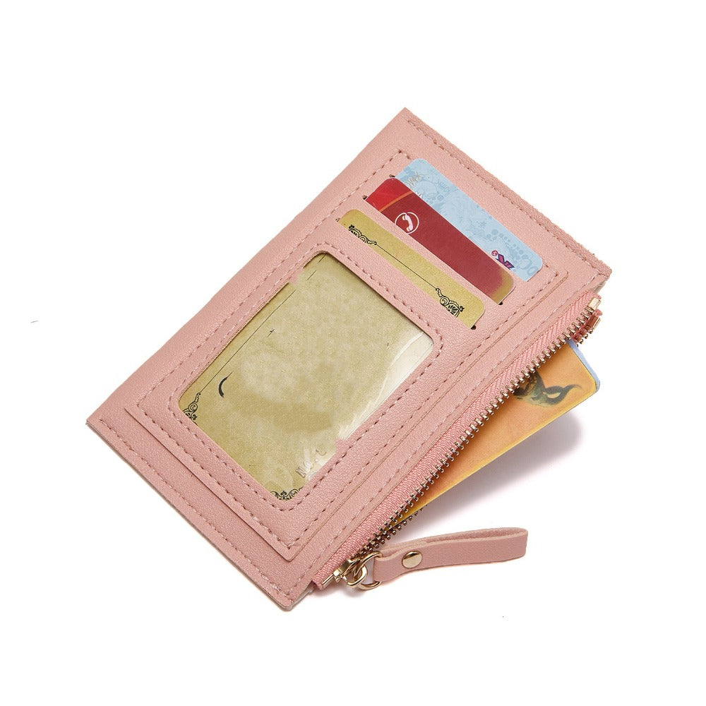 Porte-cartes femme ultra-plat, fenêtre ID et poche zippée