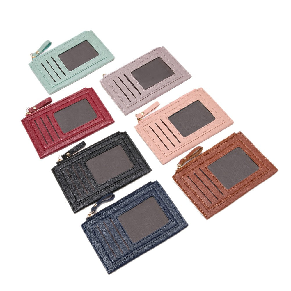 Porte-cartes femme ultra-plat, fenêtre ID et poche zippée