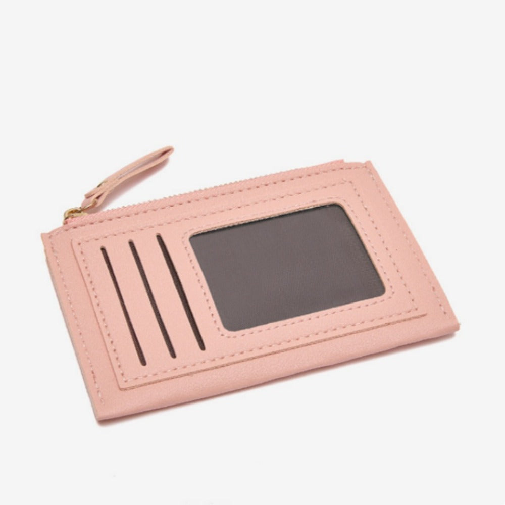 Porte-cartes femme ultra-plat, fenêtre ID et poche zippée
