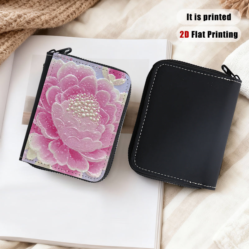 Porte-cartes zippé 11 cm, quatre imprimés floraux au choix