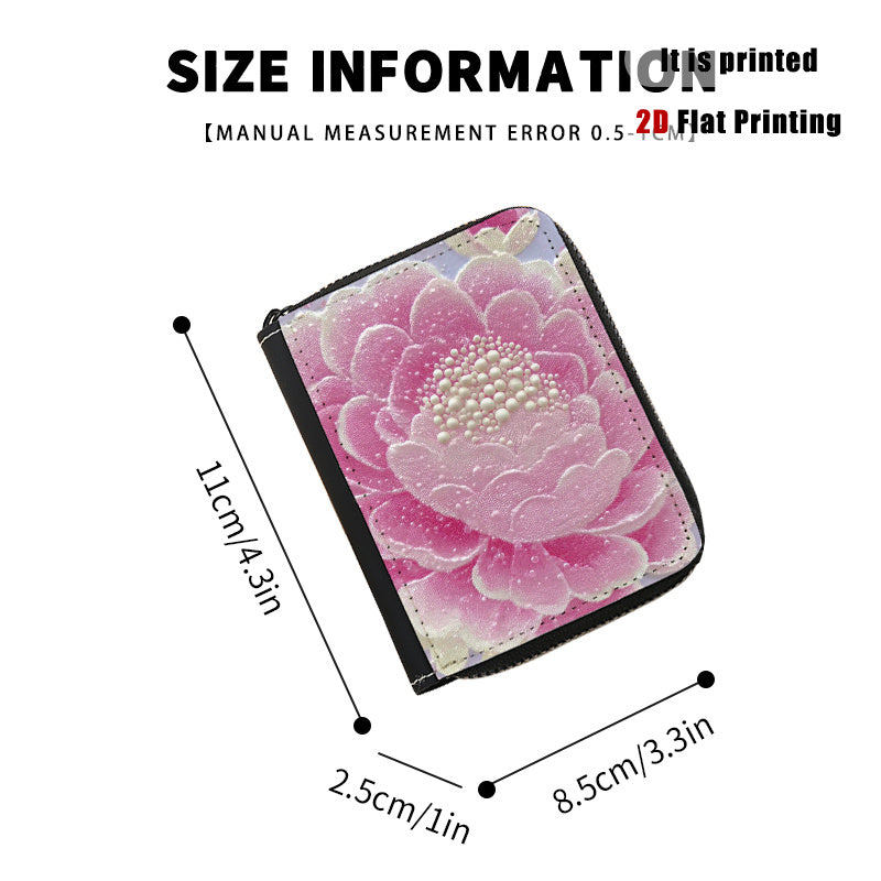 Porte-cartes zippé 11 cm, quatre imprimés floraux au choix
