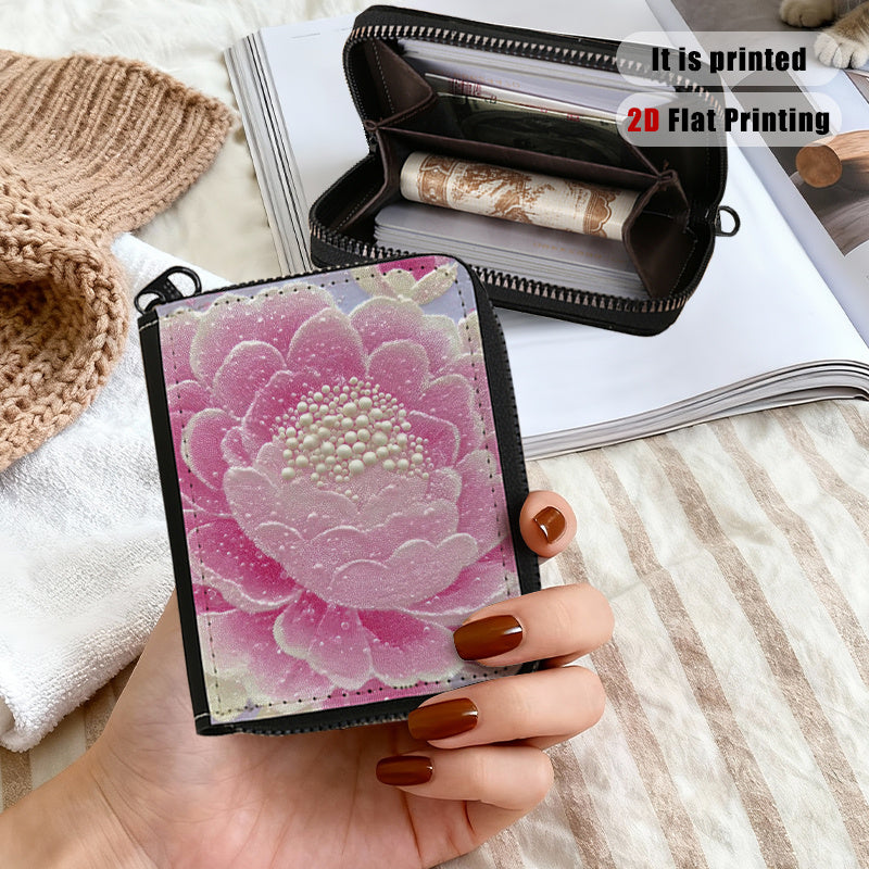 Porte-cartes zippé 11 cm, quatre imprimés floraux au choix