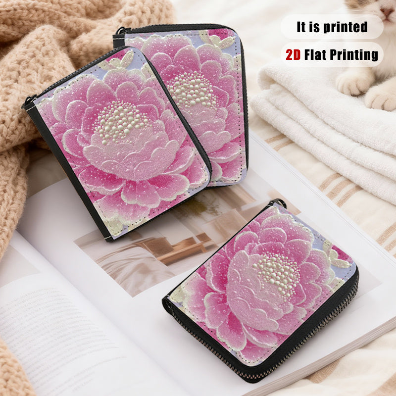 Porte-cartes zippé 11 cm, quatre imprimés floraux au choix