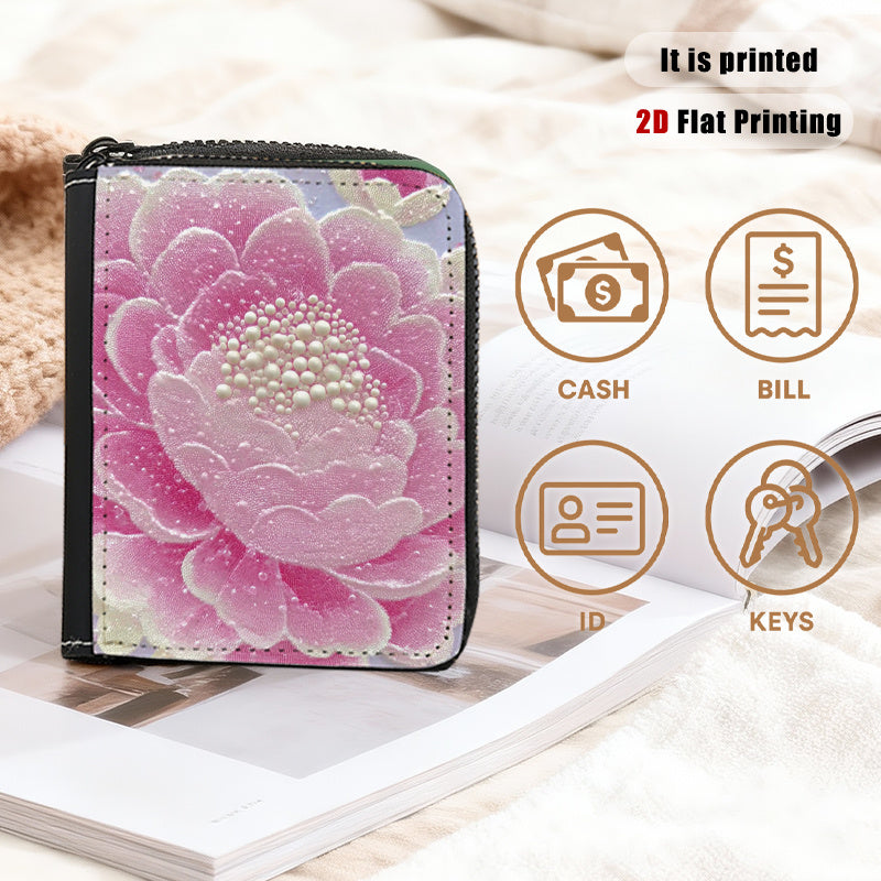 Porte-cartes zippé 11 cm, quatre imprimés floraux au choix