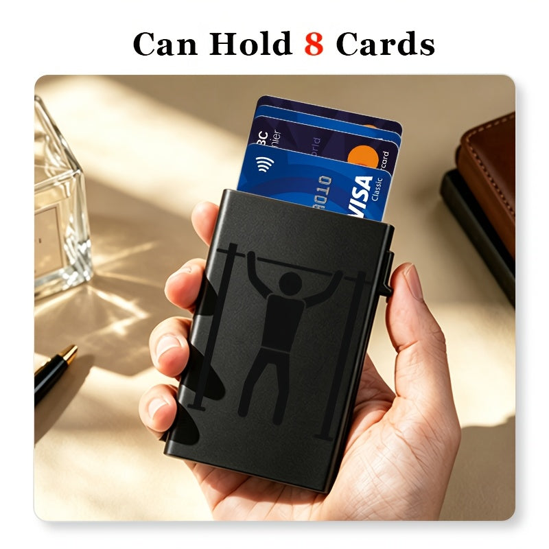 Porte-cartes homme métal 8 cartes, motif traction imprimé
