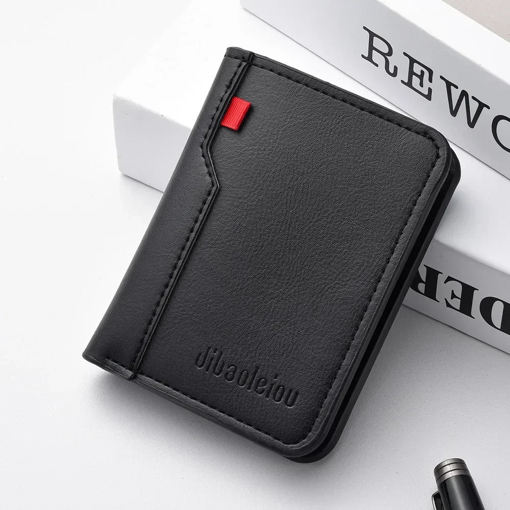 Porte-cartes homme compact en cuir PU ultra fin avec rangement cartes et billets — photo 1