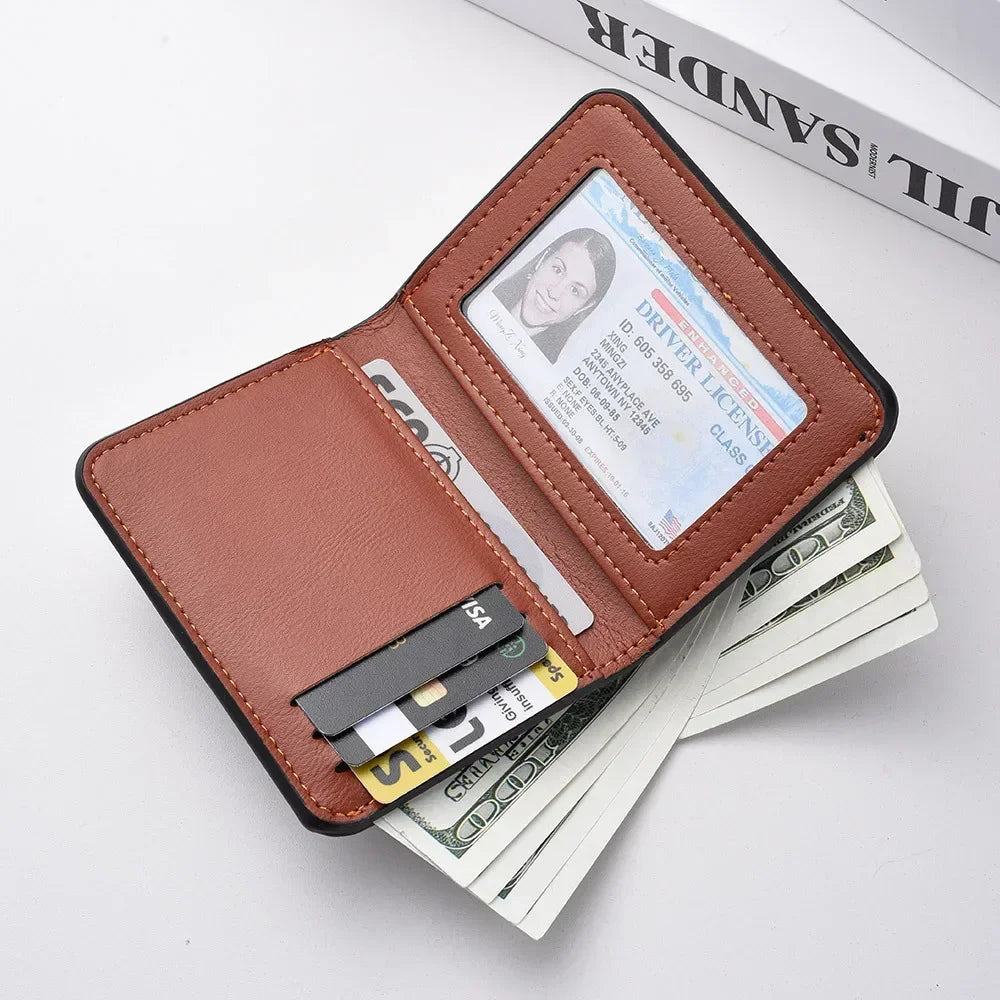 Porte-cartes homme compact en cuir PU ultra fin avec rangement cartes et billets — photo 2