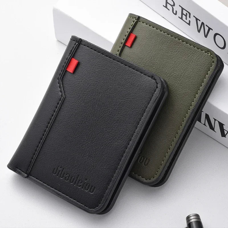 Porte-cartes homme compact en cuir PU ultra fin avec rangement cartes et billets — photo 3