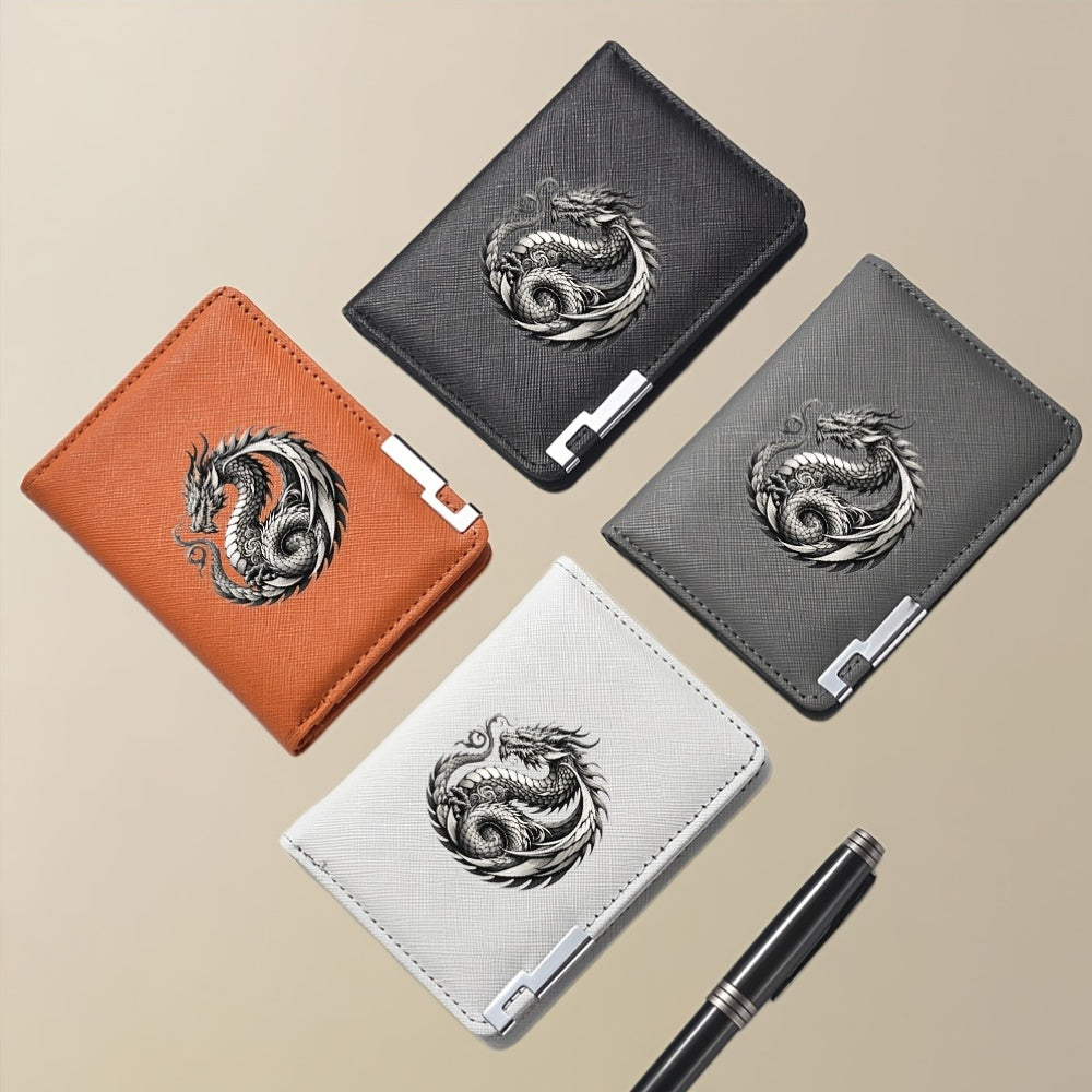 Porte-cartes homme vertical à motif dragon, 11,2 x 8,2 cm