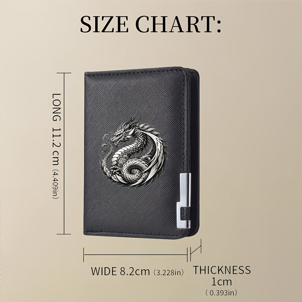 Porte-cartes homme vertical à motif dragon, 11,2 x 8,2 cm