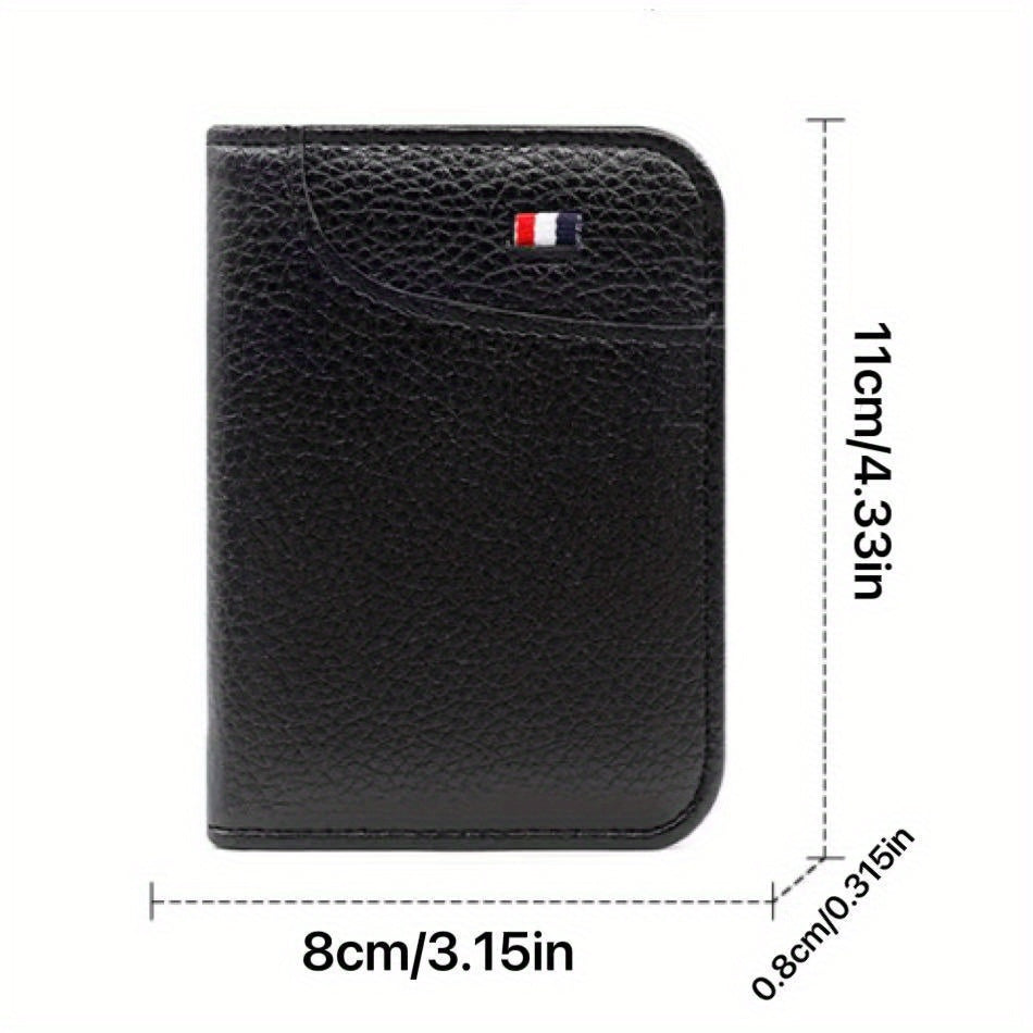 Porte-cartes homme vertical ultra-mince en cuir PU grainé