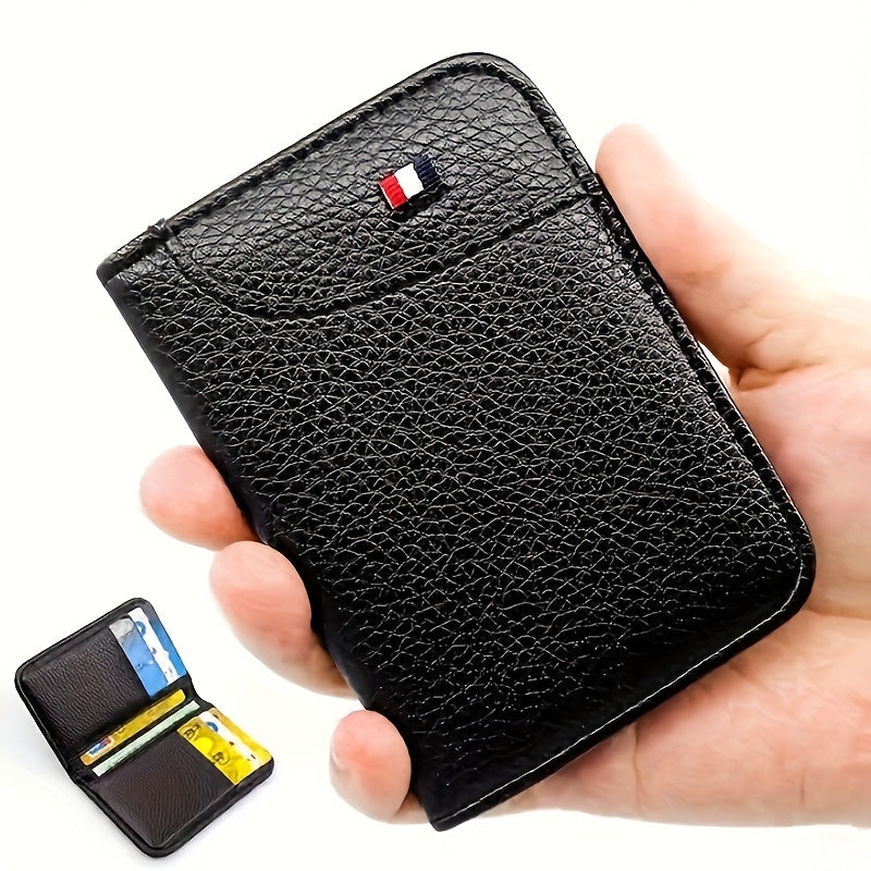 Porte-cartes homme vertical ultra-mince en cuir PU grainé