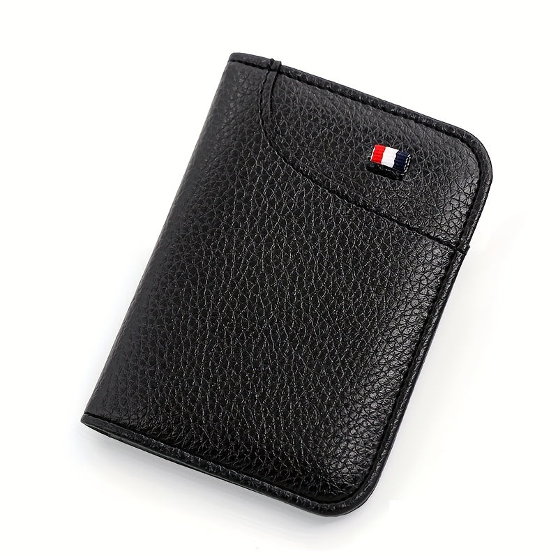 Porte-cartes homme vertical ultra-mince en cuir PU grainé