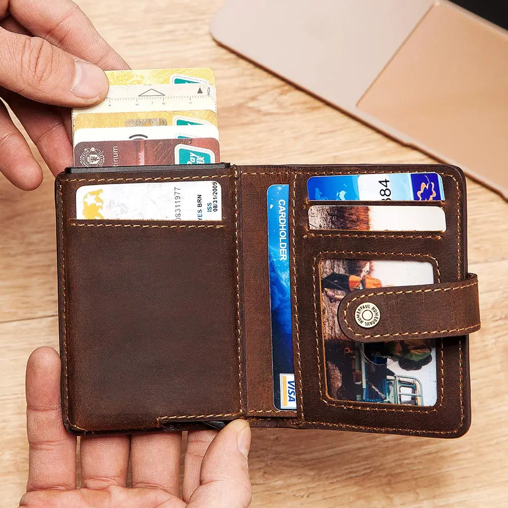 Porte-Cartes en Cuir Crazy Horse - Portefeuille Intelligent & Sécurisé — photo 1