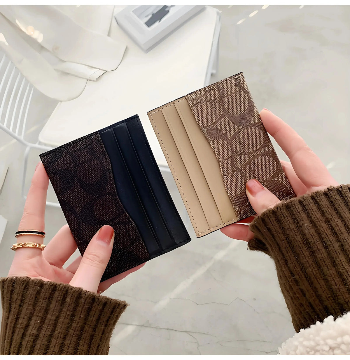 Porte-cartes luxe en cuir pu ultra-mince avec multi-emplacements pour femmes — photo 1