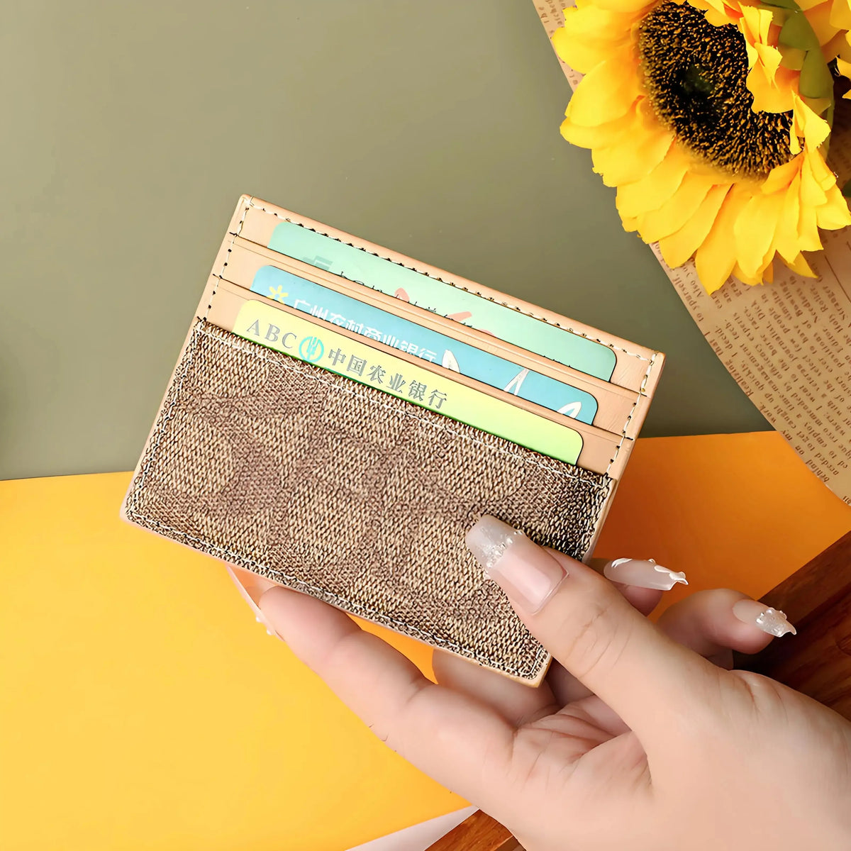 Porte-cartes luxe en cuir pu ultra-mince avec multi-emplacements pour femmes — photo 9