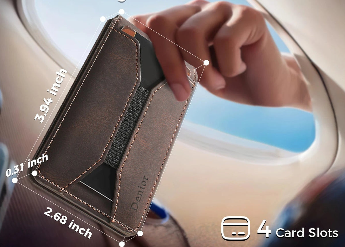Porte-cartes magnétique en cuir PU avec sangle élastique et fenêtre transparente — photo 1