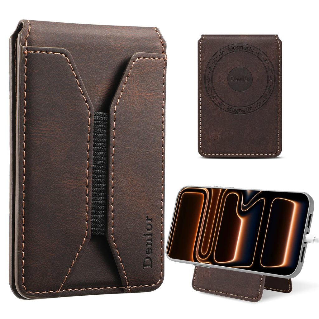 Porte-cartes magnétique en cuir PU avec sangle élastique et fenêtre transparente — photo 2