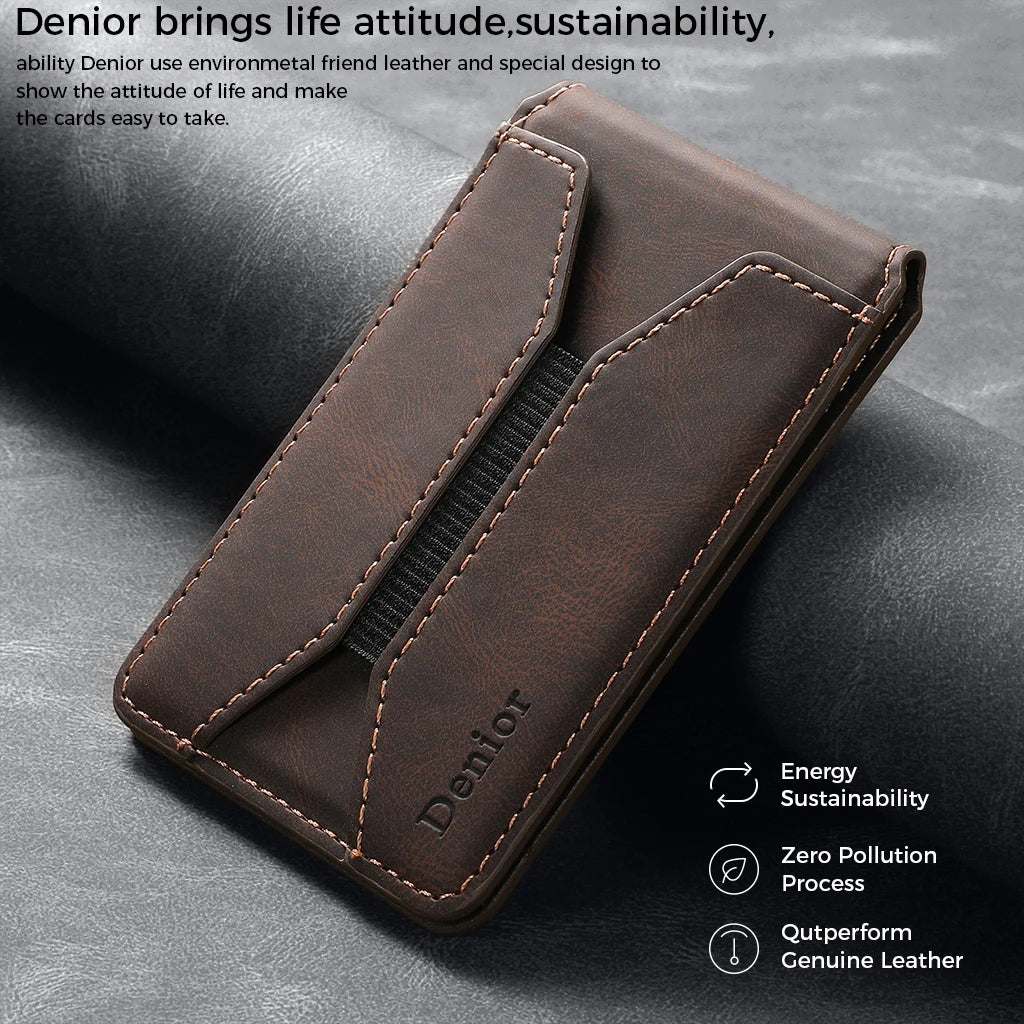 Porte-cartes magnétique en cuir PU avec sangle élastique et fenêtre transparente — photo 3