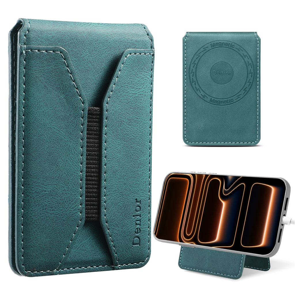 Porte-cartes magnétique en cuir PU avec sangle élastique et fenêtre transparente — photo 5