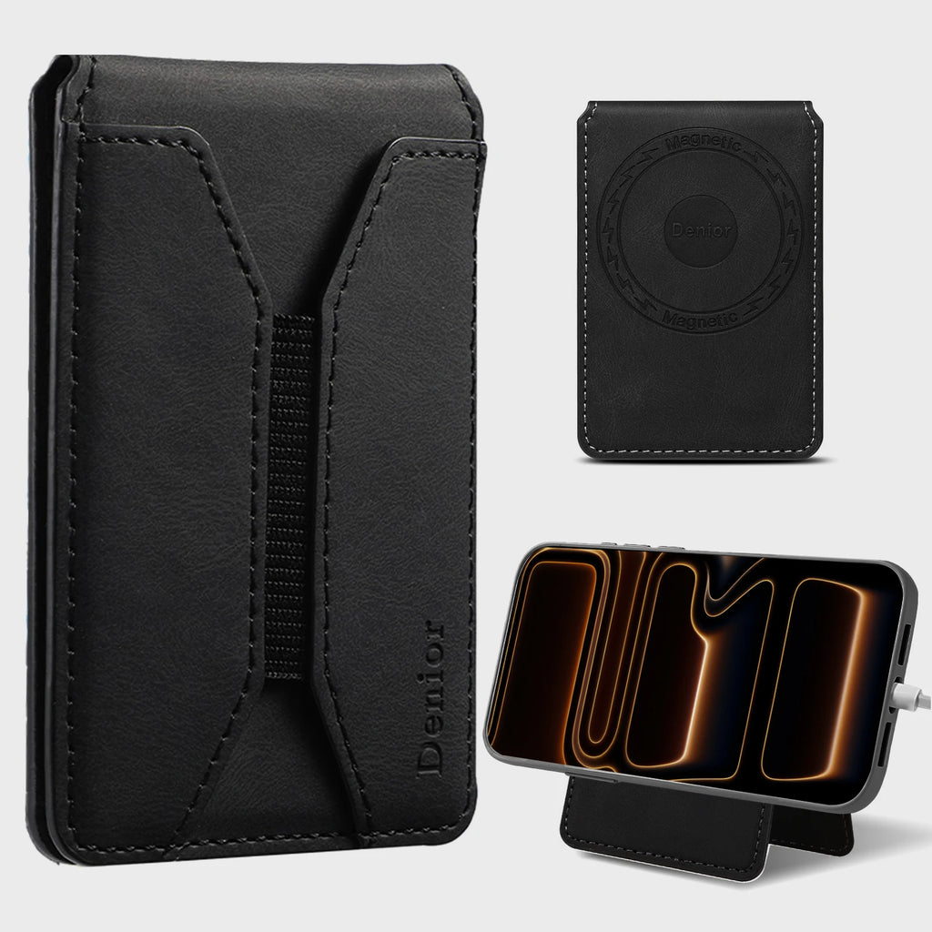 Porte-cartes magnétique en cuir PU avec sangle élastique et fenêtre transparente — photo 6