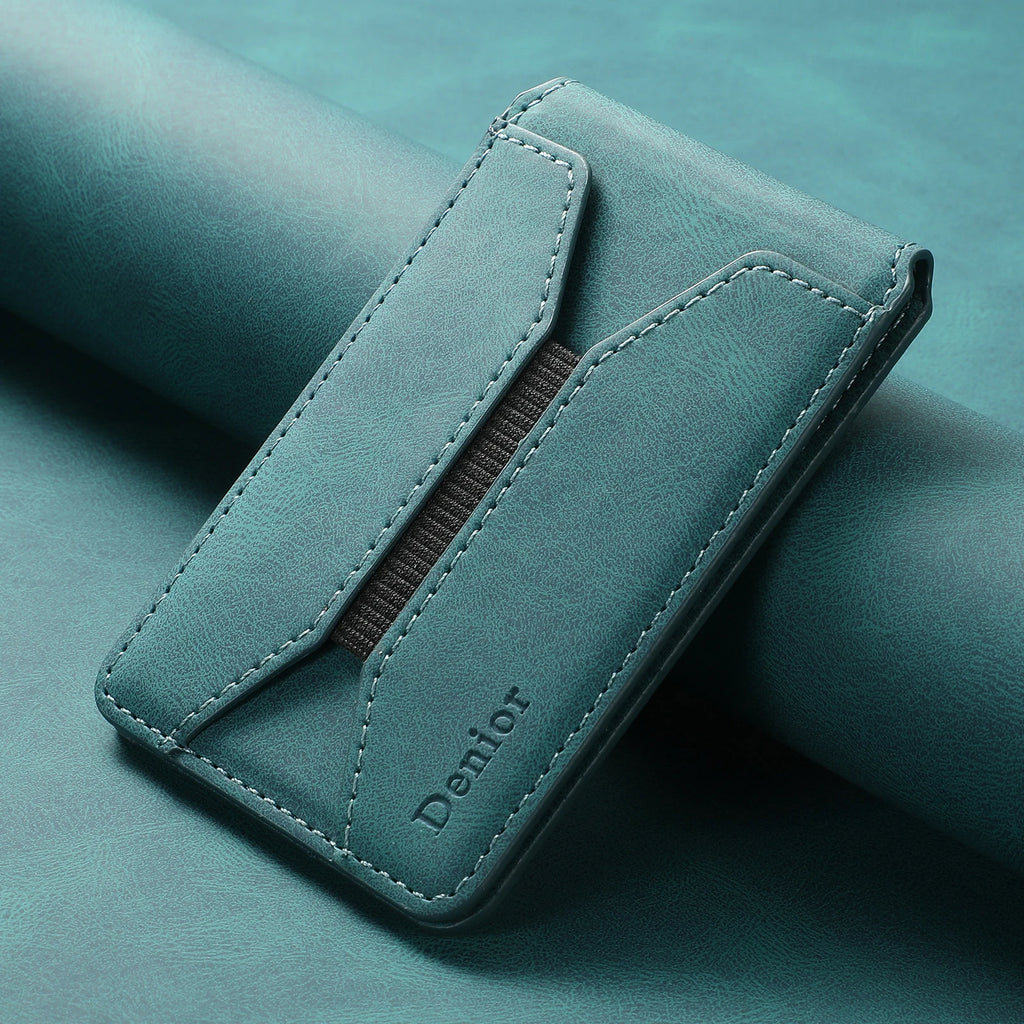 Porte-cartes magnétique cuir PU minimaliste avec élastique pour smartphone — photo 7